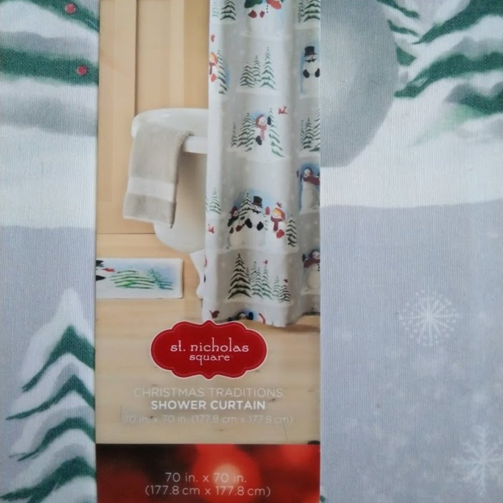 St. Nicholas Square Christmas Scenic Shower Curtai